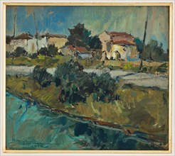 Mario Gherardini (1906-1956); "Houses on the Canal at Villa Rainusso"