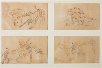Ferruccio Venturelli (1888-1969); "Four Caricature"; mixed media