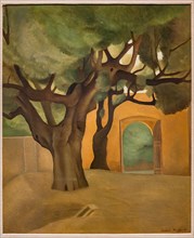 Museo Novecento: "Square with trees", by Antonio Donghi,1925