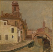 Ugo Martelli (1881 - 1921): "Houses and a church in Chioggia"