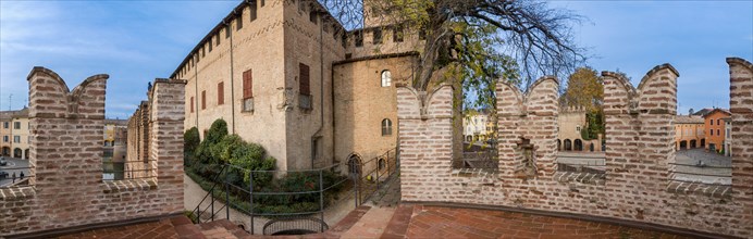Fontanellato, Rocca Sanvitale: view of the fortress and i some houses