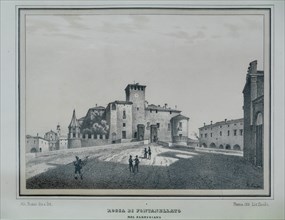 Fontanellato, Rocca Sanvitale: a XIX century print representing the fortress