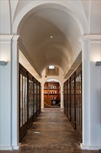 Deruta, Regional Ceramics Museum of Deruta: view of a corridor with display cabinets