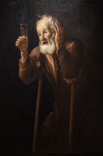 Brescia, Pinacoteca Tosio Martinengo: "Old Man holding a hourglass" by Antonio Cifrondi