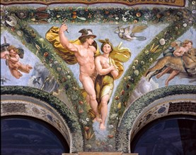 Rome, Villa Farnesina, Loggia of Cupid and Psyche: one vault pendentive depicting Mercurius and Psyche