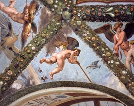 Rome, Villa Farnesina, Loggia of Cupid and Psyche: one vault pendentive depicting Mercurius