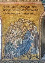 Monreale, Duomo: "Jesus healing the woman suffering from hemorraage", Byzantine mosaic, Episodes from the life of Christ, XII-XIII sec