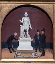"Anton Frederik Tscherning showing the statue of Vulcano to two pesants in the Thorvaldsen Museum", by Carl Michael Dahl