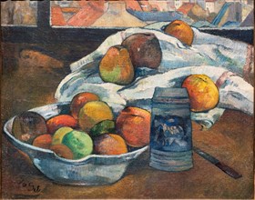 Gauguin, "Bowl of Fruit and a Tankard before a Window"