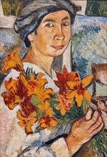 Goncharova, 'Self-portrait with Yellow Lilies'