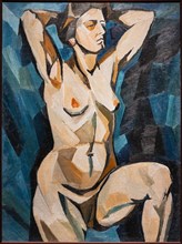 Goncharova, 'Model on a blue background'