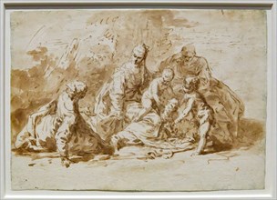 "La Sainte Famille avec saint Jean Baptiste enfant dans un paysage" de Sebastiano Ricci