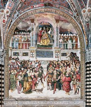 Fresque représentant  le couronnement du Pape Pie III