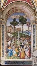 Fresque du mur sud-est de la Libreria Piccolomini à Sienne