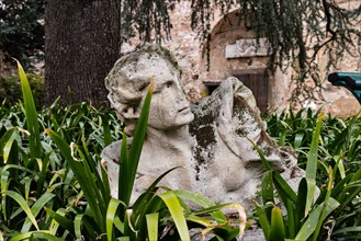 Vicenza: bust of a statue in the courtyard of the Olympic Theatre.