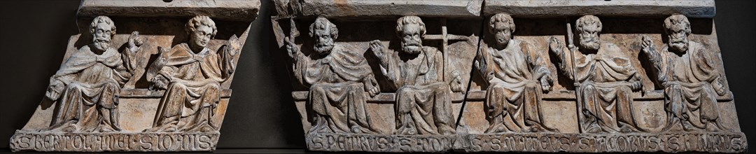 Fragment of lintel with Saints Apostles