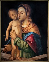 “Madonna with infant Jesus standing on a balustrade”, by Bartolomeo Montagna