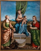 “Enthroned Madonna with Infant Jesus between saints Catherine and Mary Magdalene”, by Jacopo dal Ponte detto Bassano