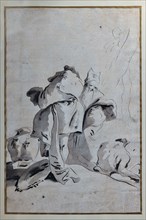 “Three figure with amphora and plate”, by Giambattista Tiepolo