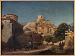 “Village in Lazio”, attributed to Jean Baptiste Camille Corot