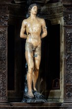 “St. Sebastian”, wooden statue by Leonardo del Tasso