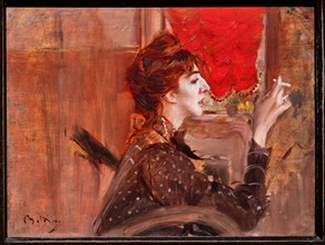 “The Red Curtain” by Giovanni Boldini