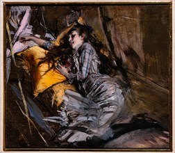 “Reclining Girl in Tartan Dress” by Giovanni Boldini