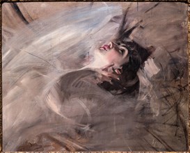 “Half Length of Young Woman lying down” by Giovanni Boldini