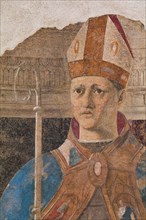 “Saint Louis of Toulouse” is a fresco fragment of 1460 by Piero della Francesca