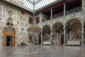 Medici Villa La Petraia: view of the central courtyard, with frescoes by Cosimo Daddi and