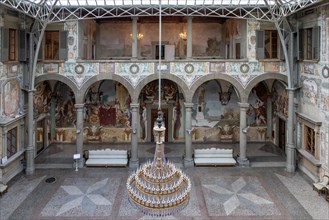 Medici Villa La Petraia: view of the central courtyard, with frescoes by Cosimo Daddi and