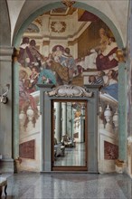 Medici Villa La Petraia, courtyard: “Meeting between Pope Leo”,  fresco from the cycle of the Fasti