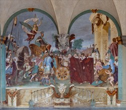 Medici Villa La Petraia, courtyard: “Triumphal entry of Cosimo I into Siena”, fresco from the cycle