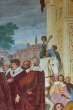 Medici Villa La Petraia, courtyard: “Triumphal entry of Cosimo I into Siena”, fresco from the cycle