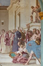 Medici Villa La Petraia, courtyard: “Cosimo II receives the winners of the Bona's feat”, fresco