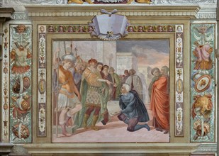 Medici Villa La Petraia, courtyard: “Presentation of one project to the king”, one of the panels