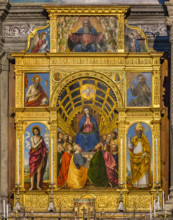 Bergamo, Chiesa di Santo Spirito: polittico in otto scomparti "Madonna in trono con apostoli,