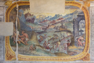 Clusone, Palazzo Comunale (edificato XI e XII secolo), loggetta:  affresco (XVI secolo).

[ENG]