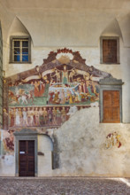 Clusone, Oratorio dei Disciplini o di San Bernardino, facciata: affreschi  "Trionfo della Morte"