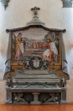 “The Samaritan woman at the well”, fresco by Cosimo Gamberucci, 1620 and “sandstone sink“ by