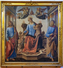 “Madonna in trono con Bambino e S. Giovannino, tra San Giacomo e San Pietro”, di Cosimo Rosselli,