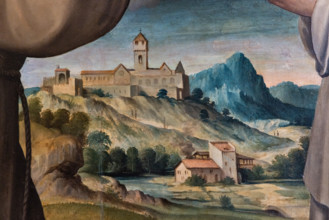 “Madonna in Gloria fra i SS Jacopo e Lorenzo, Francesco e Chiara con il committente Leonardo