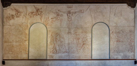 Sinopie dell’affresco con scene  della “Resurrezione, Crocifissione e Compianto” di Andrea del