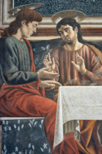 “L’Ultima Cena”, affresco (453 × 975 cm)  di Andrea del Castagno, 1447 circa, conservato sulla