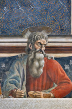 “L’Ultima Cena”, affresco (453 × 975 cm)  di Andrea del Castagno, 1447 circa, conservato sulla