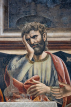 “L’Ultima Cena”, affresco (453 × 975 cm)  di Andrea del Castagno, 1447 circa, conservato sulla