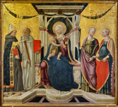 “Madonna col Bambino e Santi”, di Neri di Bicci, dipinto a tempera su tavola, 1473. Tra i santi