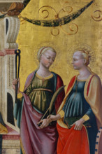 “Madonna col Bambino e Santi”, di Neri di Bicci, dipinto a tempera su tavola, 1473. Particolare con