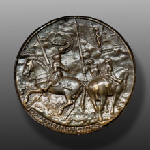 “Filippo Maria Visconti in Arms with his Squires”, bronze medal, by Pisanello (Antonio di Puccio