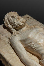 “Deposed Christ or Dead Christ”, marble statue by Jacopino da Tradate, 1420-30. The statue was